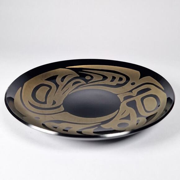 Dru Malone Alaskan Studio Art Glass Dish First Nations 2006 Native American Art - Picture 2 of 7